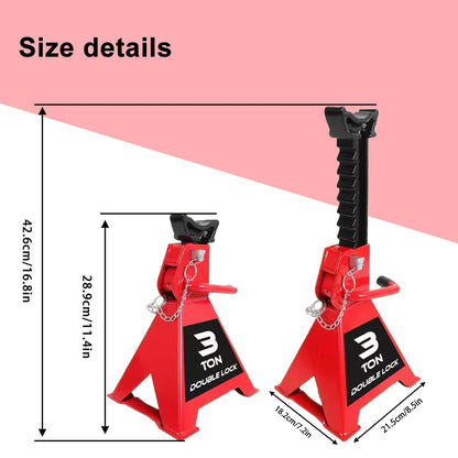 2 Pack Jack Stands Double Locking 3 Ton(6000 LBs) Lifting Car Stand, Fit Use for Cars Automotive Small Vehicles, Red