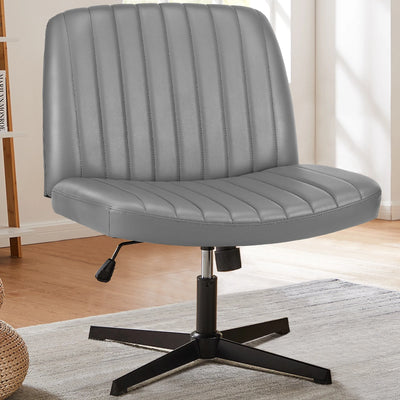 Cross Legged Office Living Room Rocking Gaming Chair Armless Wide Desk Adjustable Swivel Fabric Task Vanity Home Office