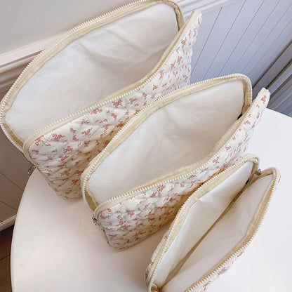 Chic Flower Print Quilted Laptop Bag 11 14 15 Sleeve