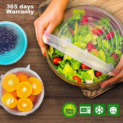 6 Pcs Silicone Cover Stretch Lids for Kitchen Microwave Food Covers Bowl Caps Elastic Silicone Lid Cap Universal Adaptable Lids by Smarsty