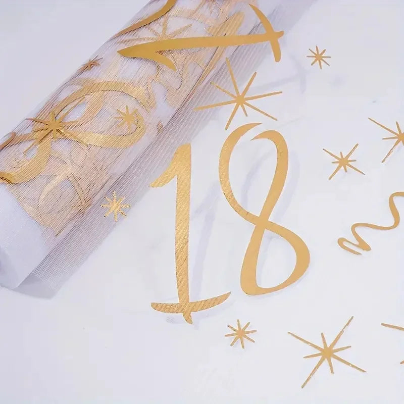 Gold Birthday Table Runner Decor for 20th 30th 60th Celebrations - Smarsty