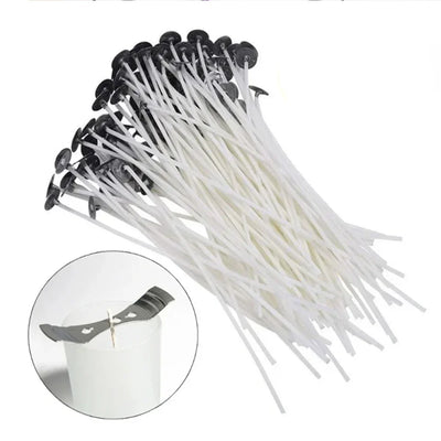53pcs Candle Wicks Holder Waxed Cotton Candle Wicks Set with Stand Original Smokeless Candle Wicks Soy Oil Wax Core Woven Making - Smarsty