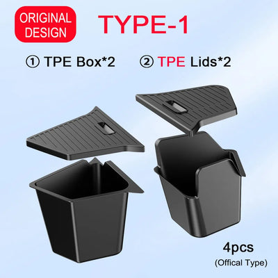For Tesla Model Y Juniper Trunk Organizer Side Storage Box Boot Organizer Flocked TPE Mat Anti-dirty 2025 Car Travel Accessories - Smarsty