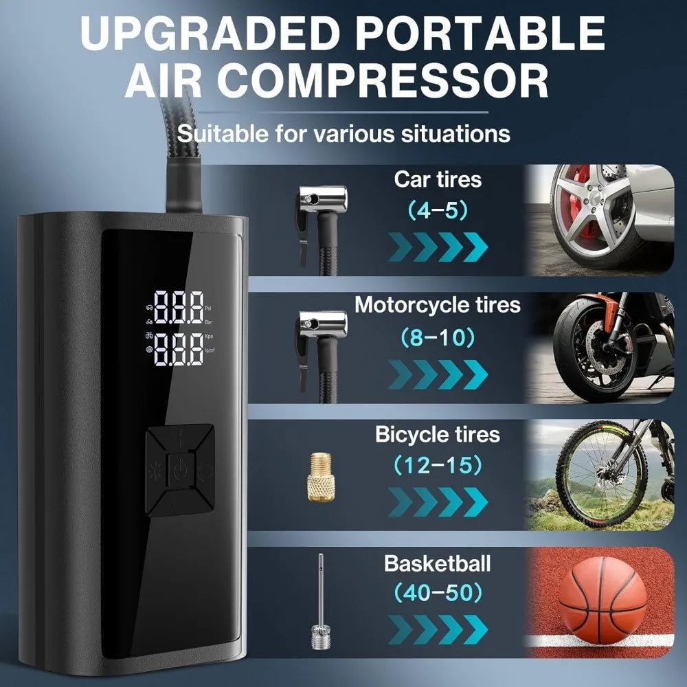Handheld Air Compressor Portable Pump With Digital Gauge - Smarsty