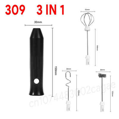 HOT  Electric Milk Frother + Egg Beater Wireless Type-C Charging 3 Speeds Mini Handheld Foam Maker Coffee Whisk Cooking Tools - Smarsty
