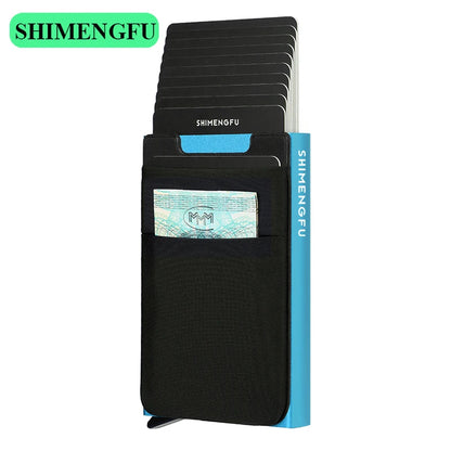 Pop-Up Card Holder RFID Protection Slim Aluminum Men Wallet Elasticity Back Pouch ID Credit Case Travel Cardholder Women Purse - Smarsty