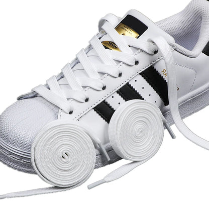 1 Pair Black White Shoe Laces Flat Double Woven Anti-slip Polyester Shoelaces Sports Casual White Shoes Classic Shoelace - Smarsty