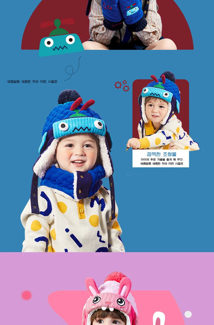 Kids Winter Hat Scarf Set Dinosaur Unicorn Style Gear - Smarsty
