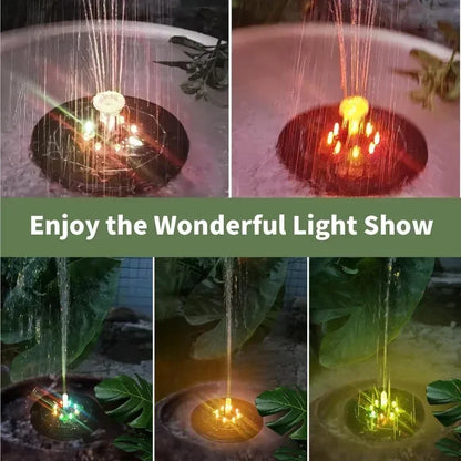 Solar Fountain Light with 7 Colors for Bird Baths - Smarsty