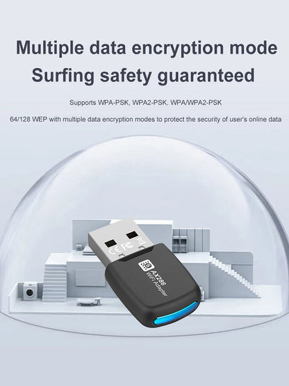 USB WiFi 6 Adapter Mini USB WiFi Card Adapter 2.4GHz 286.8Mbps Wireless Network Receiver For PC/Laptop Windows7/10/11