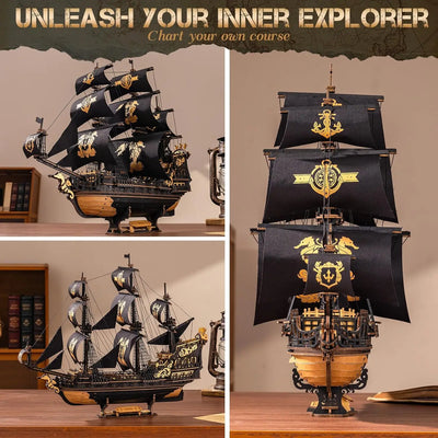 Robotime Rokr 3D Puzzle Wooden Seahouse Barque Model kits Build Home Desk Decoration Gift For Teens and Adults - Smarsty