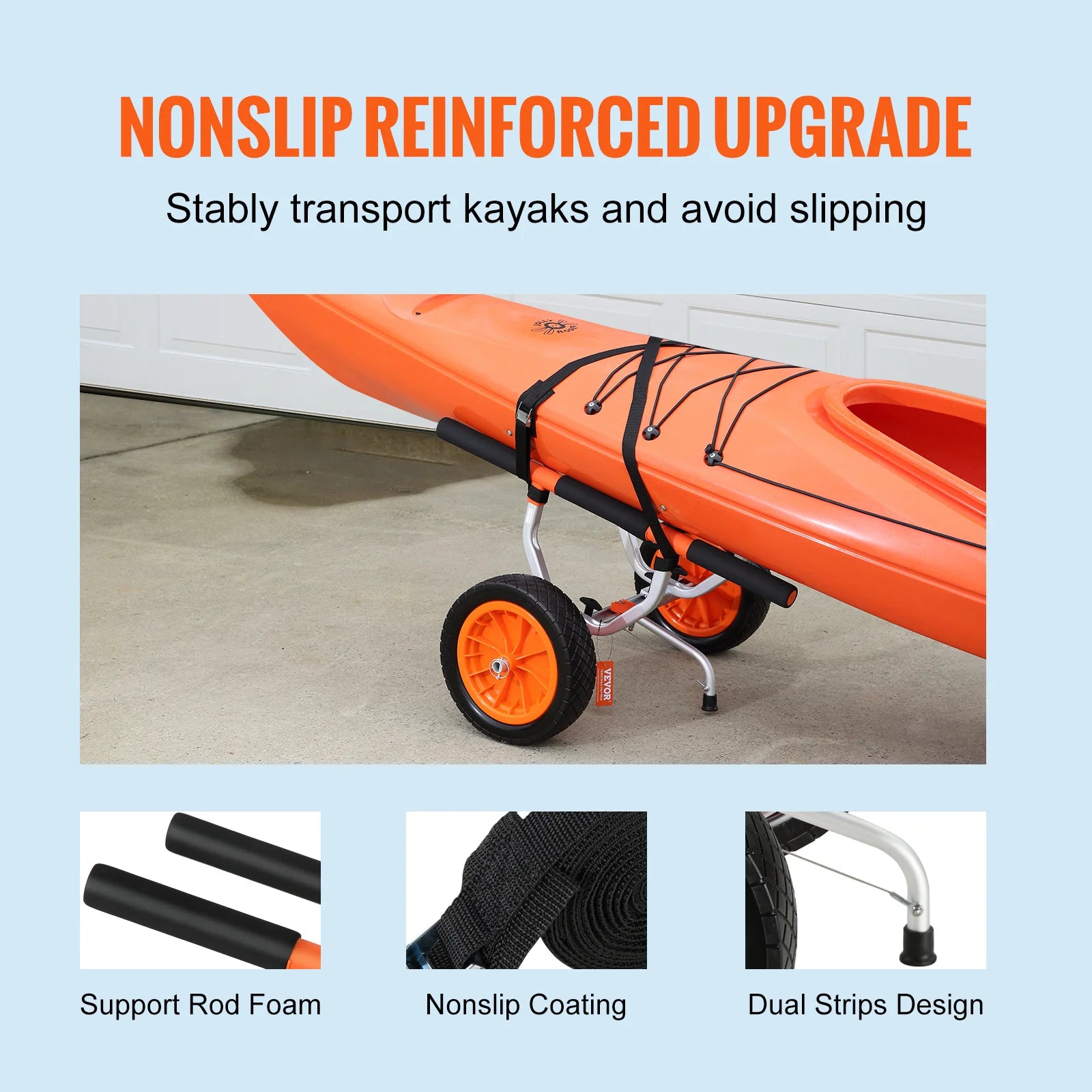SucceBuy Kayak Cart 450lbs Detachable Canoe Trolley Cart with 12'' Tires Adjustable Width for Paddleboards Float Mats Jon Boats
