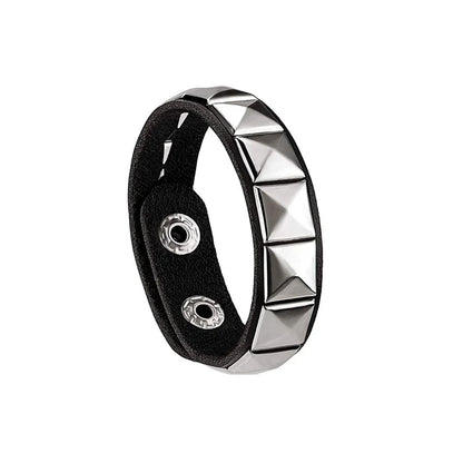 Adjustable Punk Rock Studded Leather Bracelet Set - Smarsty