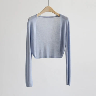 Sun Protection Knit Cardigan Women's Thin Coat Ice Silk Outerwear Cover-up Shawl Air Conditioning Shirt Summer - Smarsty