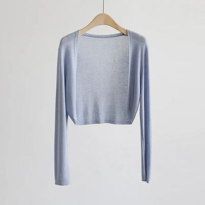 Sun Protection Knit Cardigan Women's Thin Coat Ice Silk Outerwear Cover-up Shawl Air Conditioning Shirt Summer
