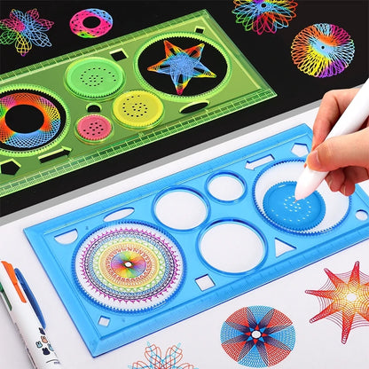 Geometry Spirograph Drawing Stencils Set Painting Template Art Crafts Creative Kids Educational Toy Variety of Flowers Ruler by Smarsty