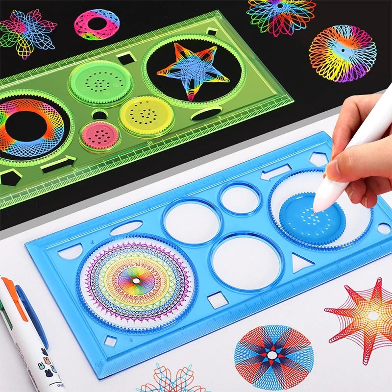 Geometry Spirograph Drawing Stencils Set Painting Template Art Crafts Creative Kids Educational Toy Variety of Flowers Ruler by Smarsty