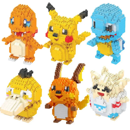 DIY Pokemon Blocks Small Cartoon Mini Building Block Pikachu Charizard Eevee Mewtwo Anime Assemble Action Model Dolls Toys by Smarsty