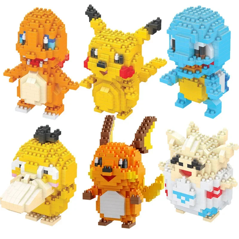 DIY Pokemon Blocks Small Cartoon Mini Building Block Pikachu Charizard Eevee Mewtwo Anime Assemble Action Model Dolls Toys by Smarsty