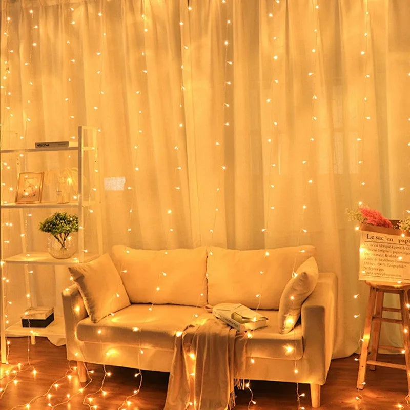 3/4/6m Curtain LED String Lights Garland USB Festoon Remote Control Fairy Garland Lights Christmas Decoration for Bedroom Home - Smarsty