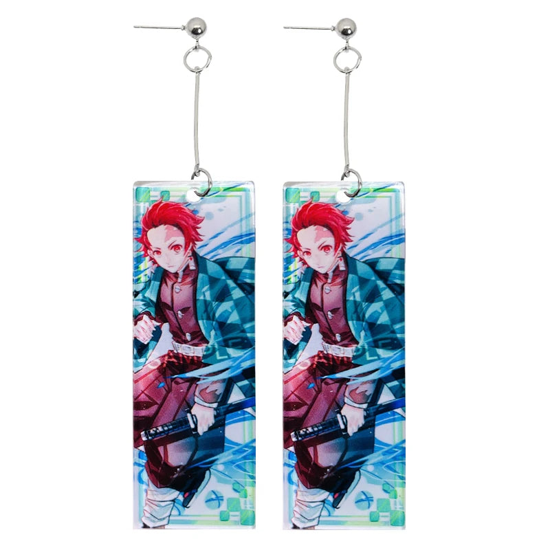 Acrylic Tanjiro Earrings for Women Anime Cosplay Jewelry - Smarsty