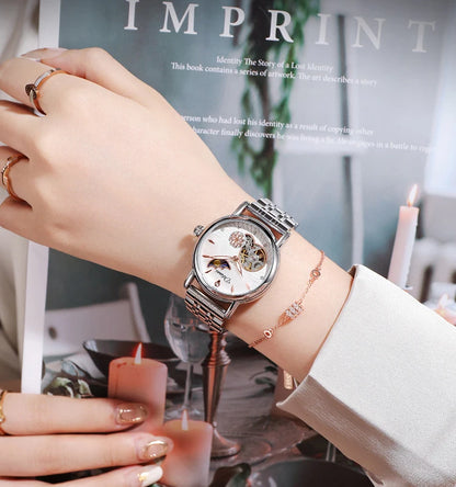 Luxury Automatic Mechanical Watch for Women with Moon Phase - Smarsty