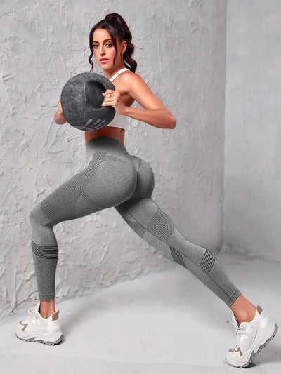 Elastic High Waist Leggings Women Knitted Solid Tights Seamless Butt Lift Fitness Yoga Fashion Skinnly Gym Sports Leggings - Smarsty