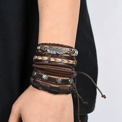Viking Leather Bracelet For Men Adjustable Skull Design - Smarsty