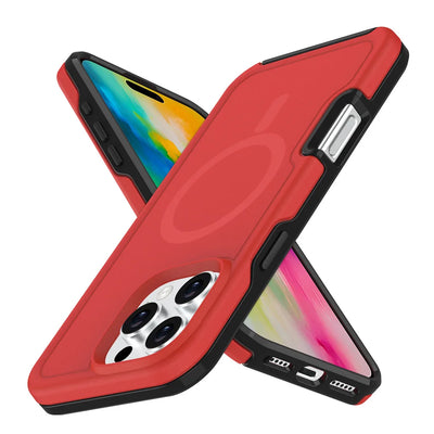 Dual Layer Protection Armour Magnetic Phone Case For iPhone 16 15 11 12 13 14 Pro Max Luxury For Magsafe Shockproof Matte Cover