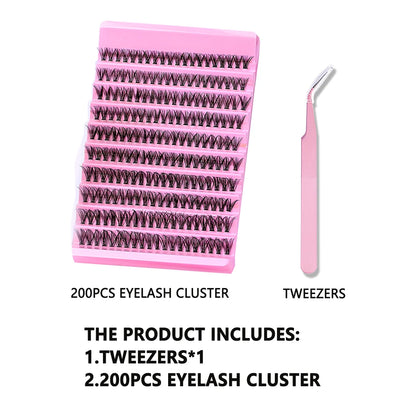 DIY Eyelash Extension Kit with 200pcs D Curl Clusters - Smarsty