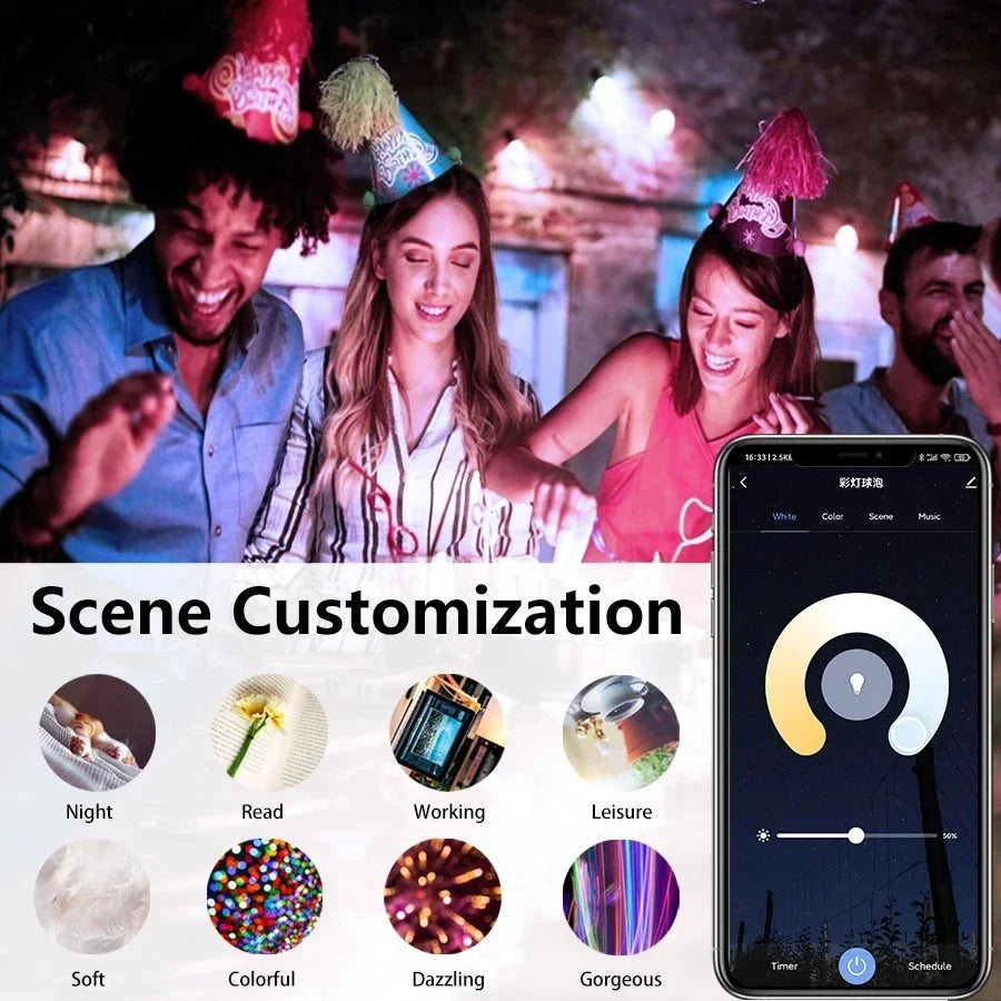 Tuya Smart E27 LED Bulb with RGB Colors and Remote Control - Smarsty