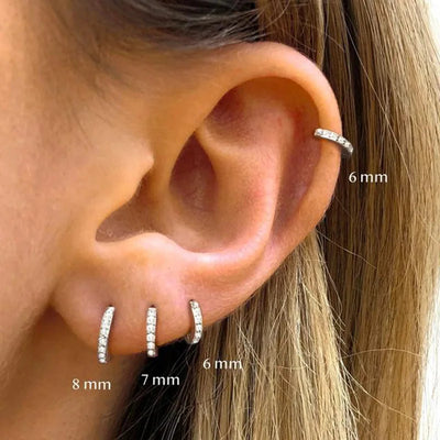 Stainless Steel Crystal Zirconia Small Huggie Earrings - Smarsty