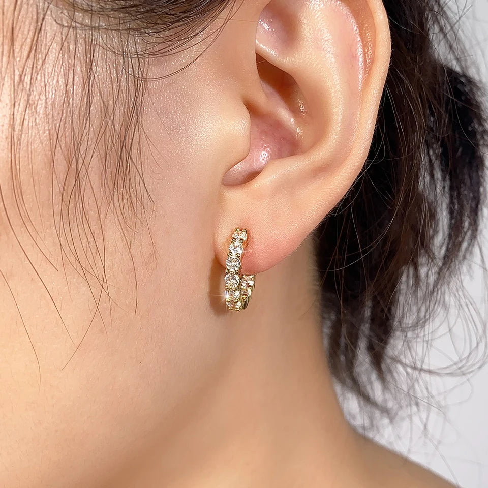 Shiny Zircon Huggie Earrings Tiny Cartilage Hoops Gift - Smarsty