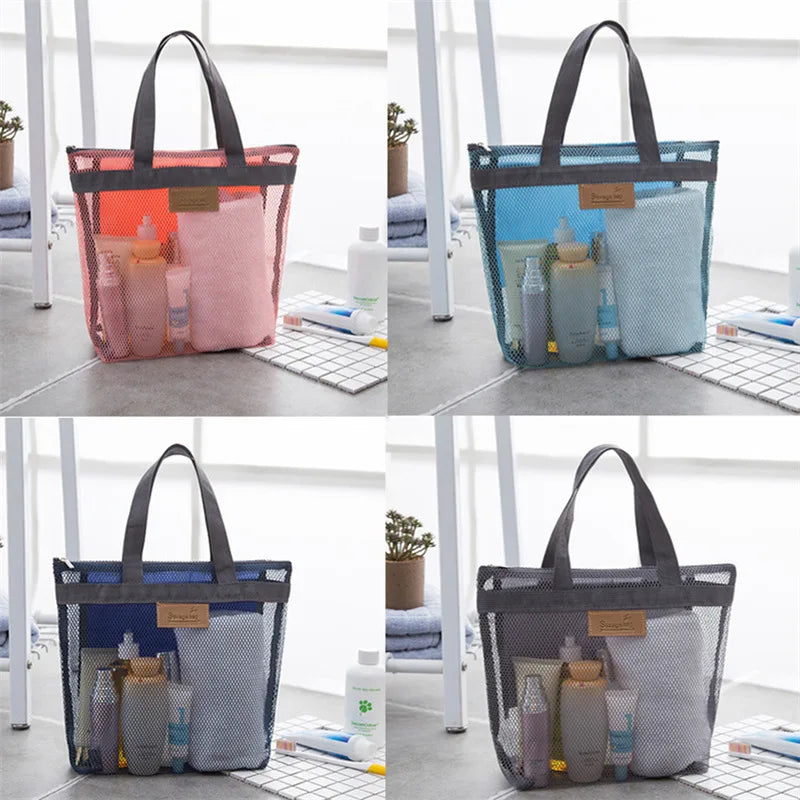 Mesh Makeup Toiletry Storage Bags Handbags Portable Travel Washing Body Shower Tools Organizer Hanging Cosmetic Organizer Pouch - Smarsty