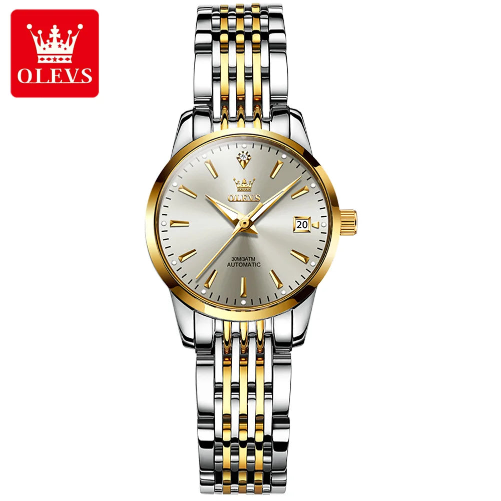 OLEVS Ladies Automatic Wristwatch Waterproof Stainless Steel - Smarsty