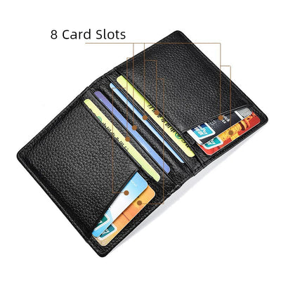 YUECIMIE Super Slim Soft Wallet Genuine Leather Mini Credit Card Holder Wallets Purse Thin Small Card Holders Men Wallet - Smarsty