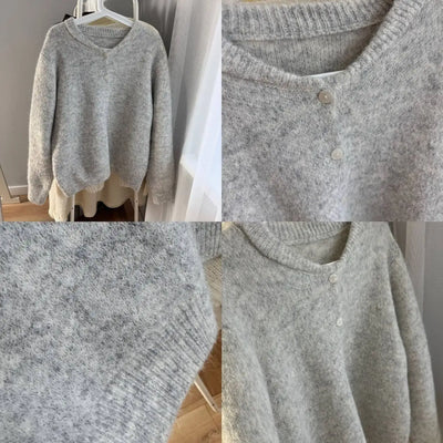 Hirsionsan Elegant Long Sleeve Sweater Women 2024 New Single-Breasted Female Casual Cardigan Soft Cashmere Knitted Outwear - Smarsty