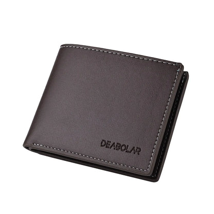 Pu Leather Men Short Wallet Thin Style Folding Young Men Credit Card Holder Wallet - Smarsty