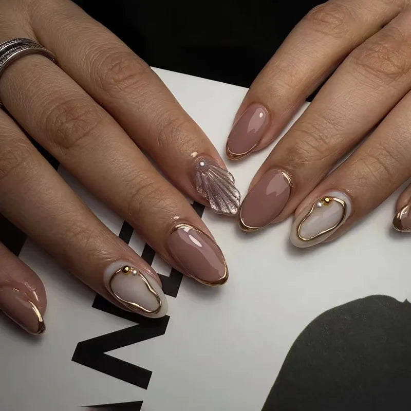 24 Pcs Metallic Cat Eye French Press On Nails - Smarsty