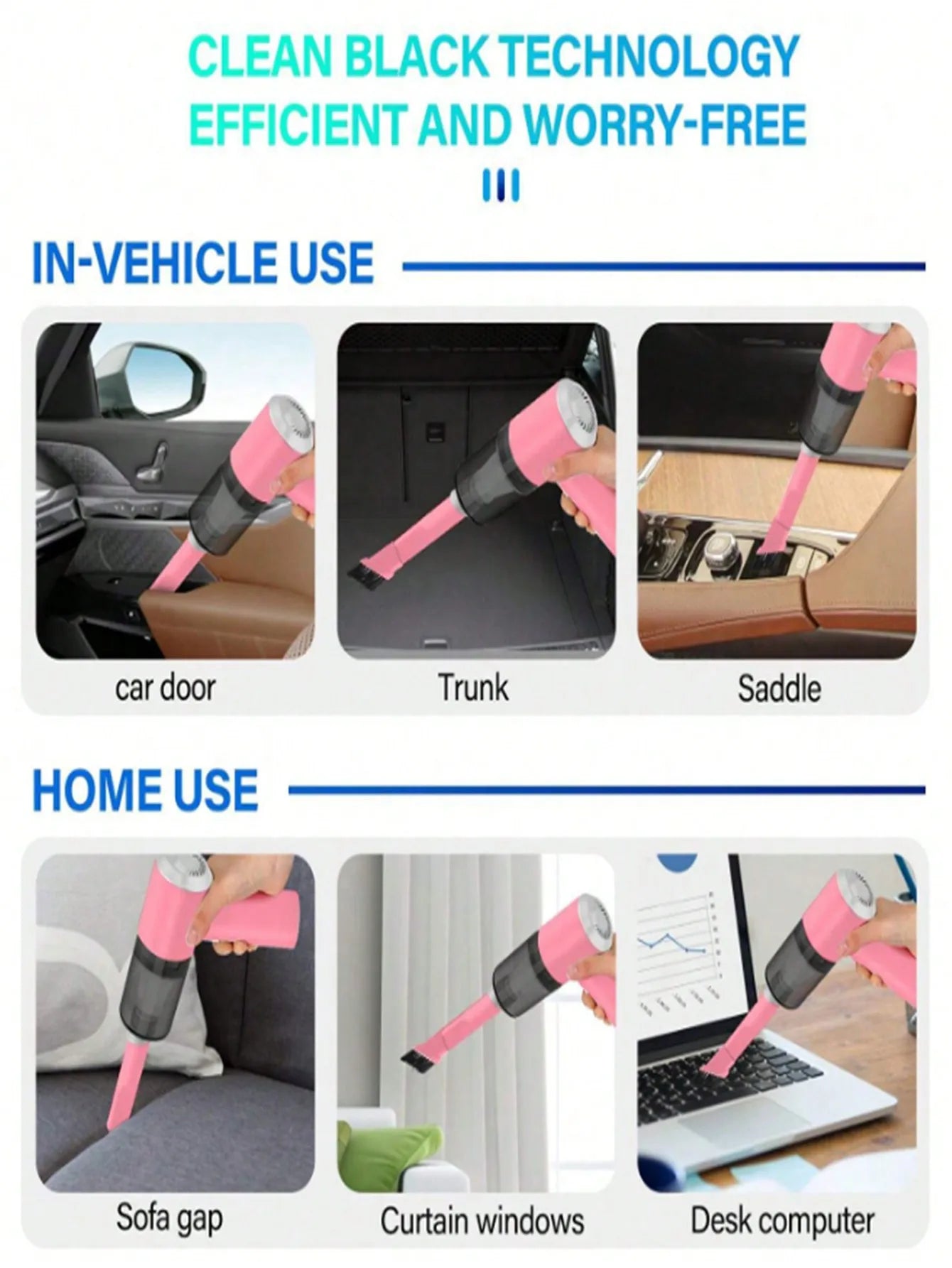 3 In 1 Integrated Suction And Blowing Vacuum Combination Vacuum Cleaner USB Charging Small Car Household Vacuum Cleaner - Smarsty