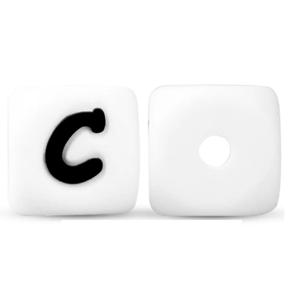 50Pcs Silicone Alphabet Beads White DIY Jewelry Making - Smarsty