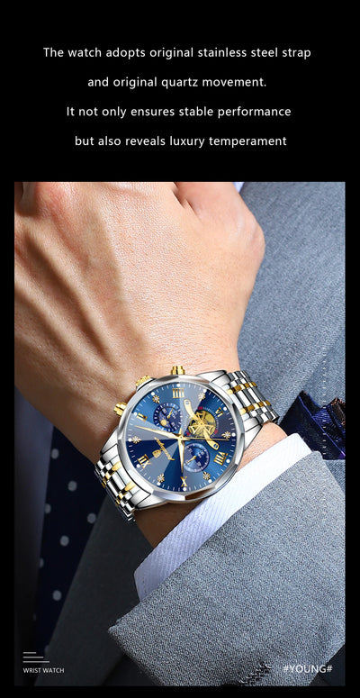 Luxury Waterproof Men's Chronograph Watch with Luminous Features - Smarsty