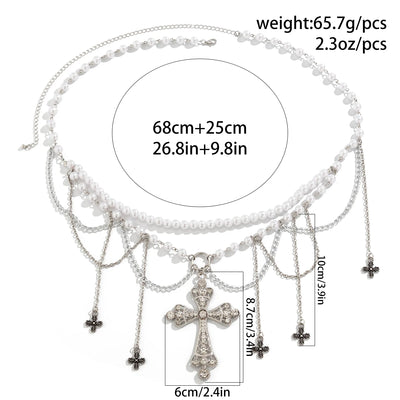 Lacteo Pearl Cross Tassel Belly Chain for Women - Smarsty