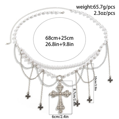 Lacteo Pearl Cross Tassel Belly Chain for Women - Smarsty