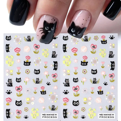Cute Black Cat Nail Stickers for Fun Manicure Decor - Smarsty