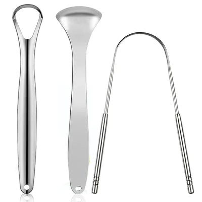 Premium 1pcs/3pcs Metal Tongue Scraper Cleaner for Adults & Kids, Portable Stainless Steel Tongue Scrapers Brushes for Removing - Smarsty