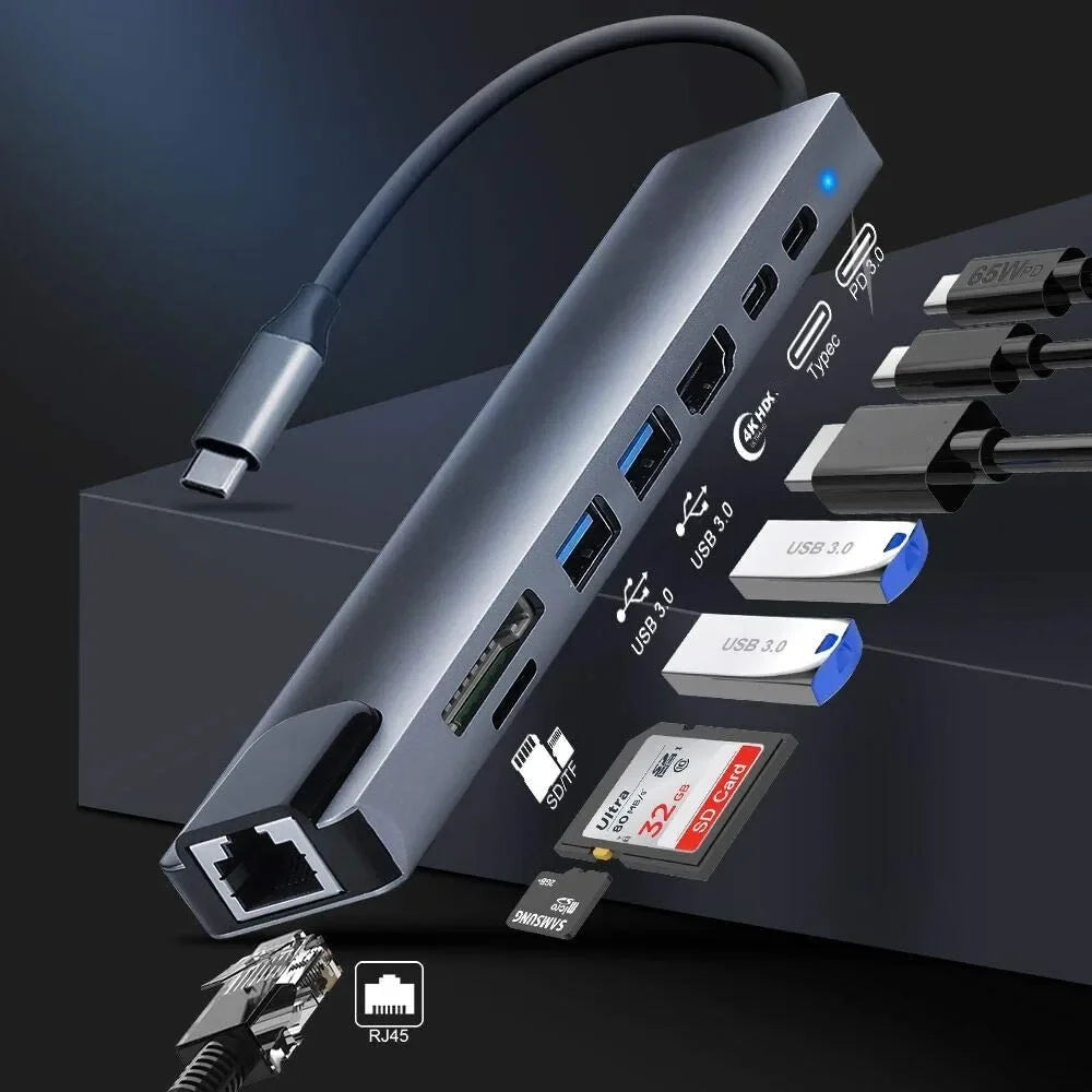 Fast USB 3.0 Hub Docking Station With HDMI RJ45 CardReader