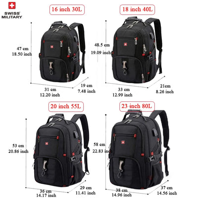 SWISS MILITARY Fashion Travel Multifunction Large Capacity Male Bag Usb Charging Waterproof 23 inch Laptop Backpack Men Mochila - Smarsty