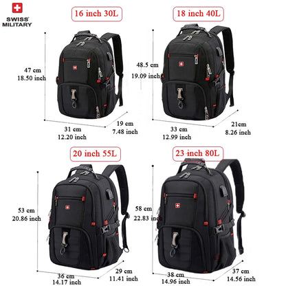 SWISS MILITARY Fashion Travel Multifunction Large Capacity Male Bag Usb Charging Waterproof 23 inch Laptop Backpack Men Mochila - Smarsty