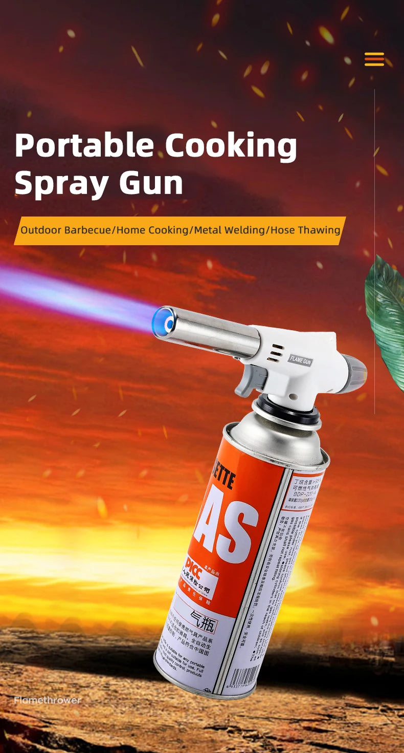 Flame Gun Torch Cooking Autolgnition Butane Gas Welding-Burner Welding Gas Burner Flame Gas Torch Blow for BBQ Camping Cookin